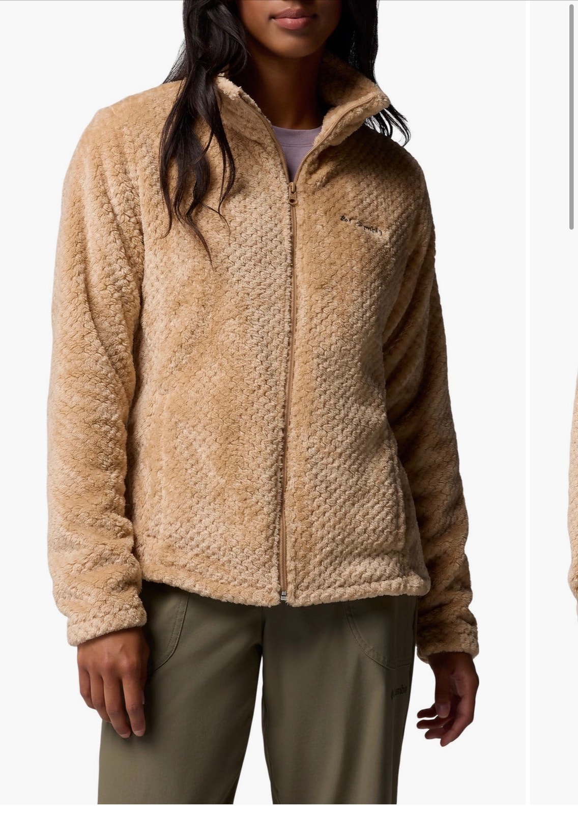 Columbia Beach Forest Sherpa Fleece Jacket Women’s Xl Full Zip Beige Teddy Euc